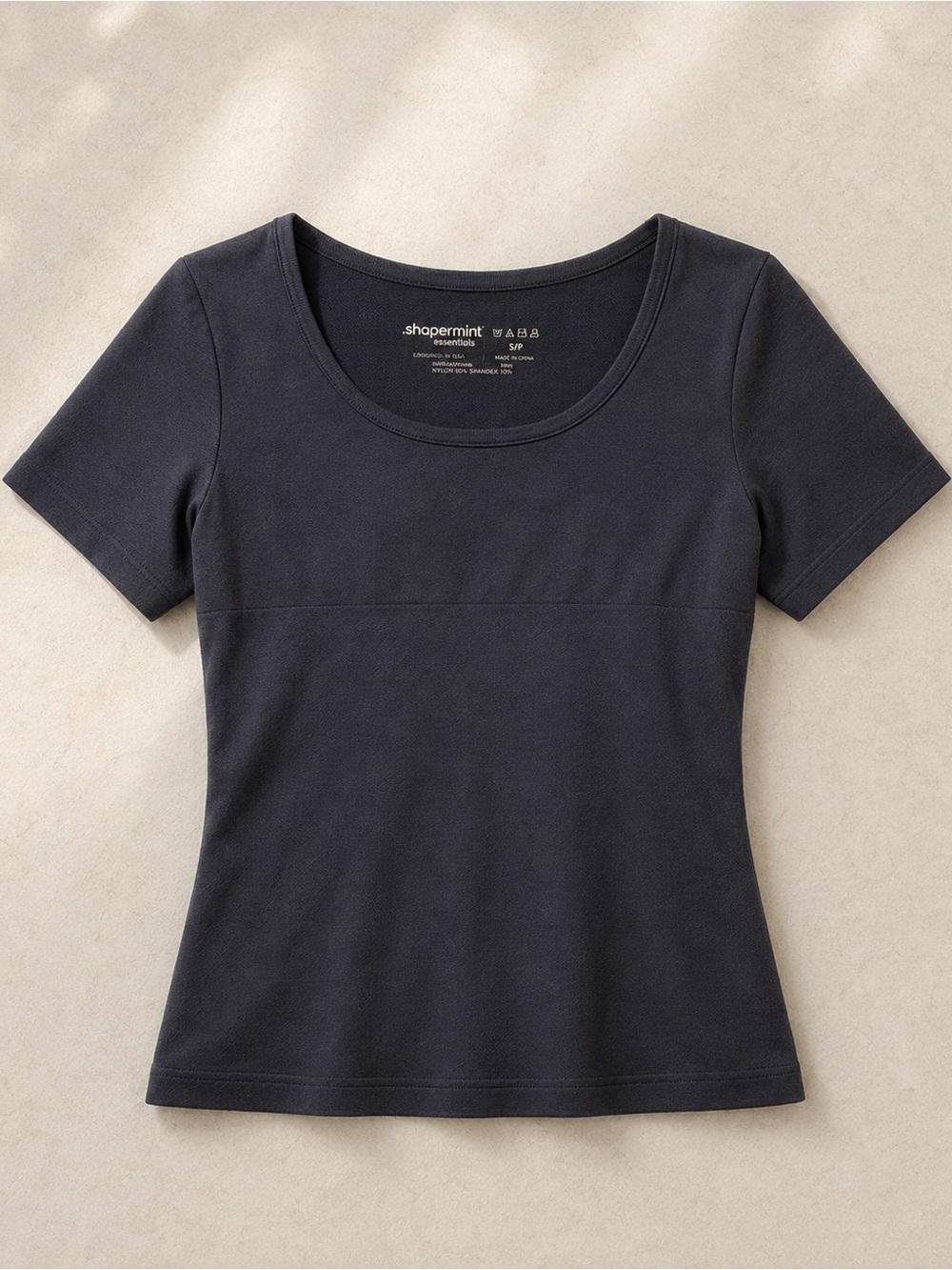 Shapermint Black Scoop Neck Short Sleeve Tee
